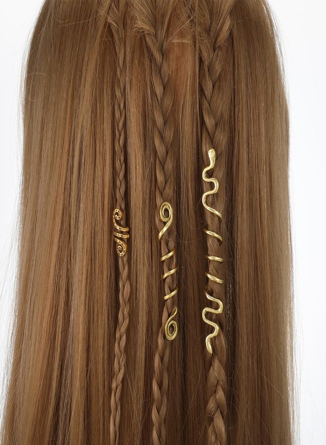 Alrhso 6Pcs Gold Snake Hair Jewelry for Women, Spiral Beads Rings Charm Accessories for Braids, Dreadlocks for Halloween Hair Decoration - Image 4